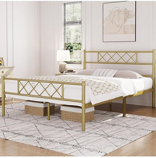 SteweHome Metallbett Mit Doppelter Nutzung Gold 100x200cm