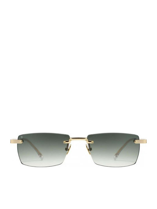 Unisex Sunglasses with Metallic Frame Gold/Verre Green