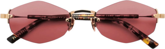 Gast Lunar Gold Grape Lu07 Unisex Metal Prescription Eyeglasses Gold With Red Lenses