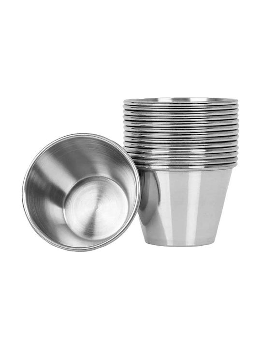 Brio Mate Serving Bowls for Dip Round Silver 6 Pieces