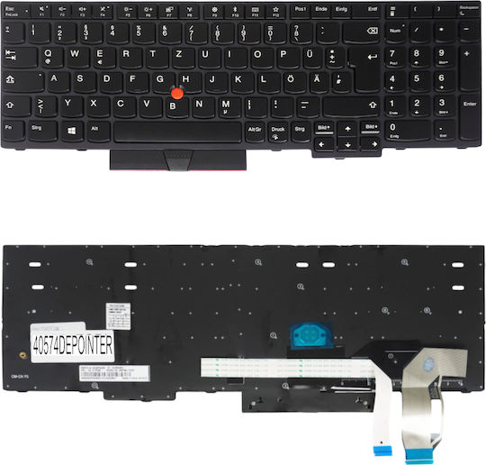 German Laptop Keyboard Lenovo Thinkpad E580 20ks 20kt E585 20kv E590 20nb 20nc L590 20q7 20q8 L580 20lw 20lx P52 20m9 20ma 01yp680 with Pointer Black Code 40574depointer