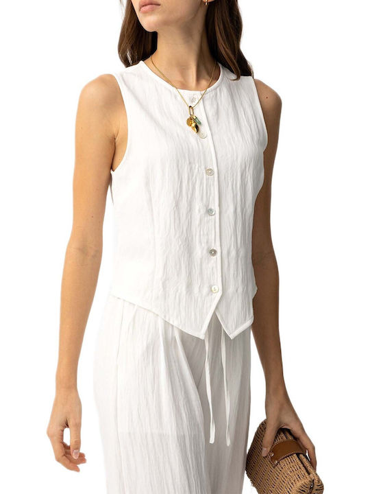 Tiffosi Women's Sleeveless White Blouse