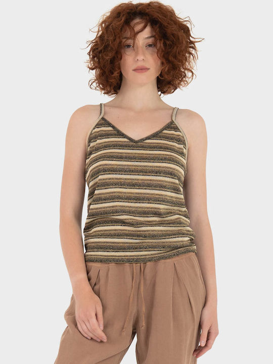 Only Γυναικεία Μπλούζα με V Λαιμόκοψη Brown