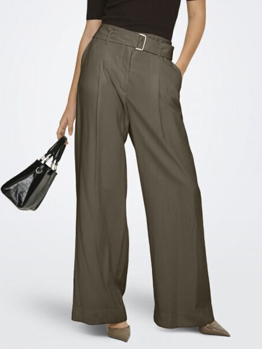 Only Wide Women's High Rise Pantaloons Stone Gray