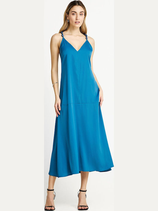 Summer Midi Evening Dress Blue FBL013-117-13 Ocean Depth