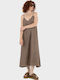 Summer Midi Wrap Dress Dark Brown