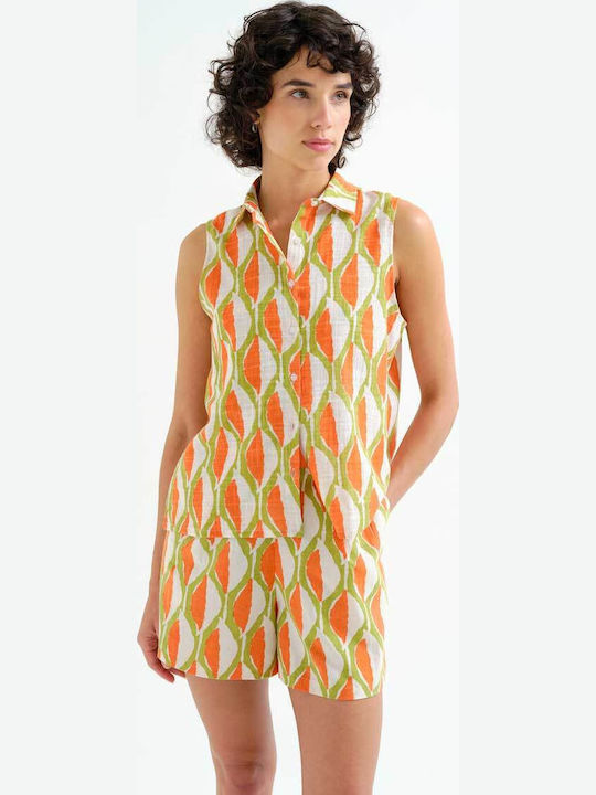 Sleeveless Women's Shirt Ecru