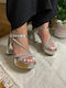 Fabric Sandals with Strass Gray