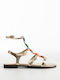 Damen Gladiator Gold Flache Sandalen K26-301-BS-35-Gold