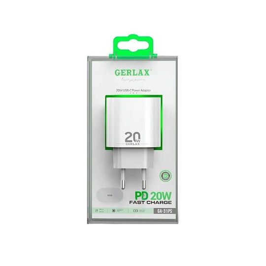 Gerlax Φορτιστής Χωρίς Καλώδιο 20W Power Delivery Λευκός
