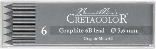 Graphite Leads 5.6mm 6B 120mm Box 6 Pieces Cretacolor