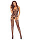 Passion Bs120 Bodystocking Negru Cu Flori