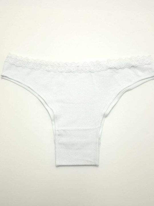 Hand's Foner Cotton Women's Briefs with Lace White