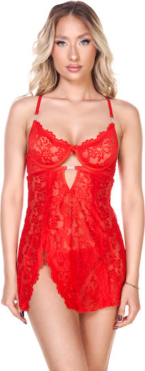 Sexy Babydoll Mini Mit Spitze Cut-out Rotes