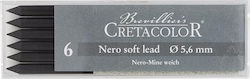 Механични Графитни Върхове Nero База Масло Въглен И Пепел 5,6мм 1 Мек 120мм Кутия 6 Бройки Cretacolor