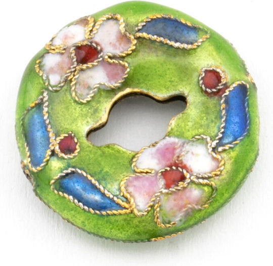 Metallic Cloisonné Flat Rondelle 21mm Ø1.5mm Green Pack 15 Pieces