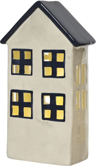 Decorative House Led Dolomite White Blue Windows 13.2x6.5x24cm Lumineo