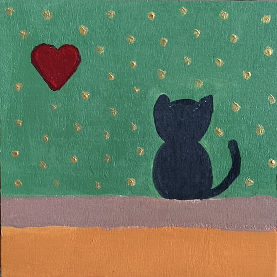 Star Gazing Cat Gemälde