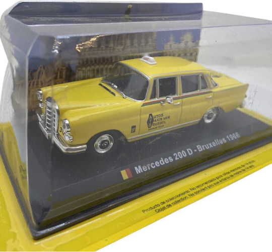Model Metalic Mașină Mercedes 200 Bruxelles Taxi 1962 Galben Scara 1/43