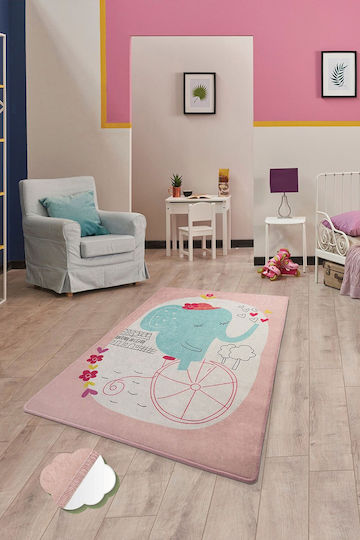 Conceptum Hypnose Elephants Bike Kids Rug Pink 100x160cm