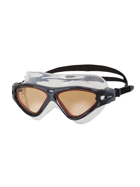 Zoggs Tri Vision Swimming Goggles Adults with Anti-Glare Lenses Orange