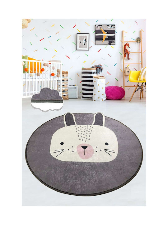 Conceptum Hypnose Bunny Детски Килим Сив Кръгъл с Диаметър 100см