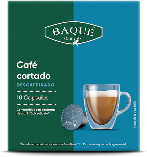 Baque Cafe Capsule Espresso Cortado Decaf Decafeinizat Compatibile Cu Aparatul Dolce Gusto 10 Bucăți