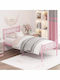 Stewehome Retro Metal Bed Girl Kids Room Pink 90×190 Cm