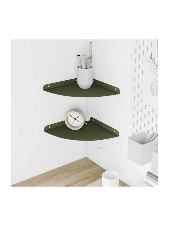 Olive Green Wall Shelves (2 Pieces) 24x24x2 cm