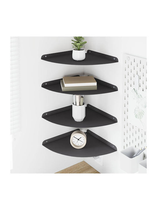 Black Wall Shelves (4 Pieces) 30x30x2cm