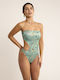 Strapless Ολόσωμο Μαγιό με Ανοίγματα Multicolor