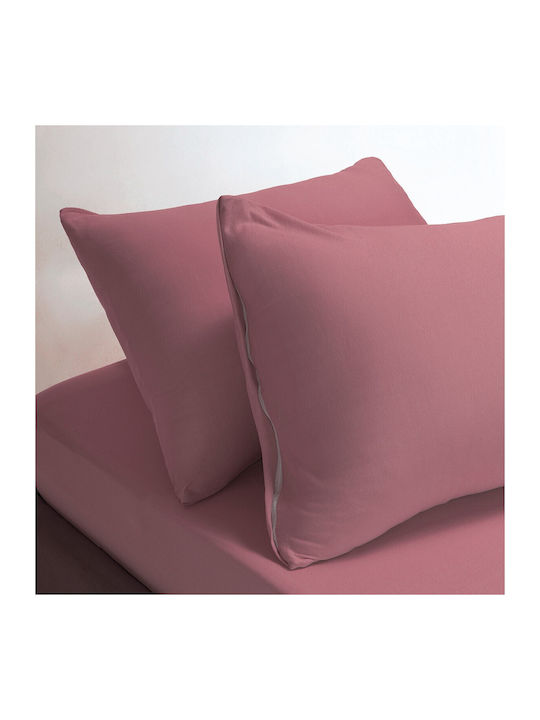 24home.gr Jersey Σετ Σεντόνια King Size με Λάστιχο 180x200+35εκ. Dusty Pink (4τμχ)