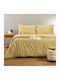 24home.gr Double Bed Sheets Set With Rubber Hugger 160x200+32cm Olive-Beige 4 Pieces