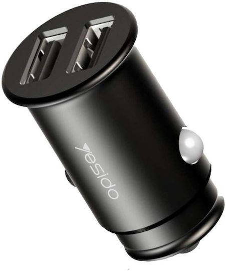 Yesido Автомобилен Зарядно Устройство 2.4A Бързо Зареждане с Портове 2xUSB-A