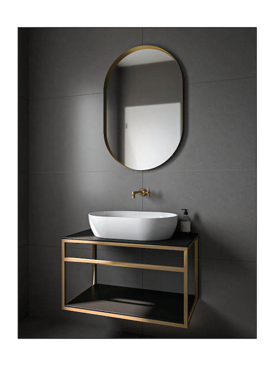 Eisen Semi Oval Badezimmerspiegel 60x90cm Gold