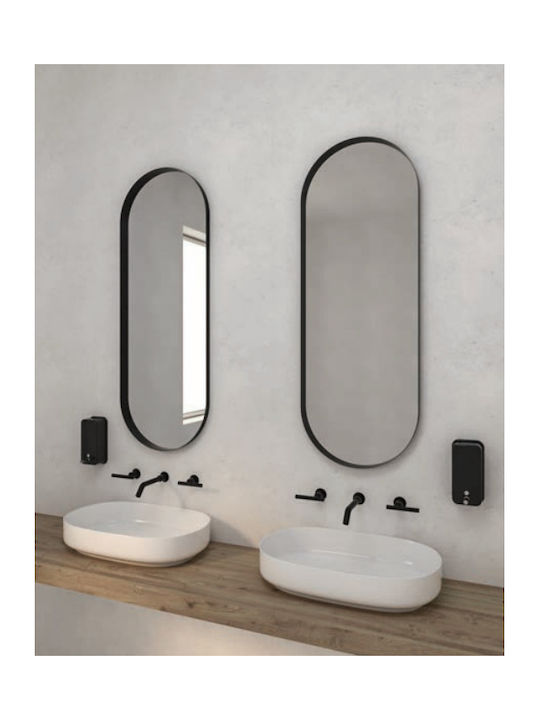 Iron Semi Oval Bathroom Mirror 45x125cm Black