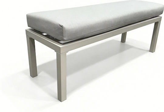 Băncuțe De Grădină Exterior Din Aluminiu Cu Pernă Bej Crem 120x40x46cm