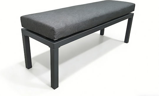 Gartenhocker aus Aluminium mit Grauem Kissen 120x40x46cm