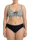 Plus Size Women's Bikini Set Without Underwire Chic Contrast Black-White