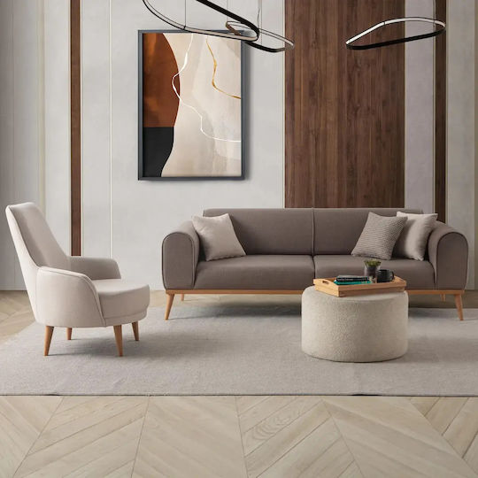Stewehome Set Canapea 3+1 Trei Locuri și Fotoliu Maro 224x90x76cm Stewehome Set Canapea 3+1 Trei Locuri și Fotoliu Maro 224x90x76cm