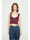 Women's Burgundy Crop Top