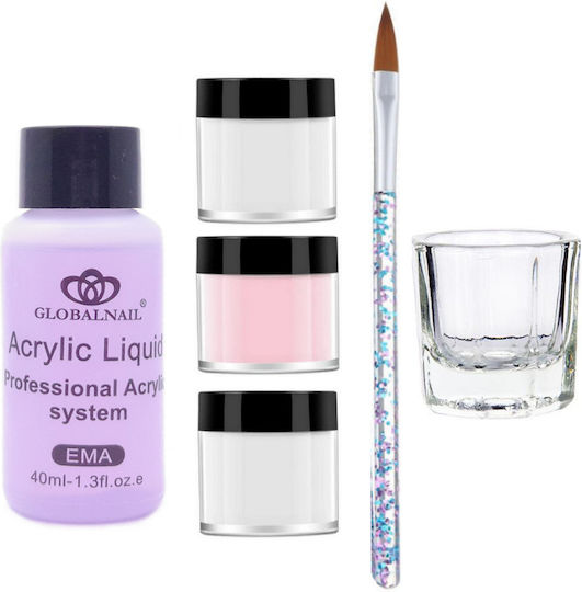 Acrylic Liquid Set 40ml Powders Brush Jar Globalnail OEM