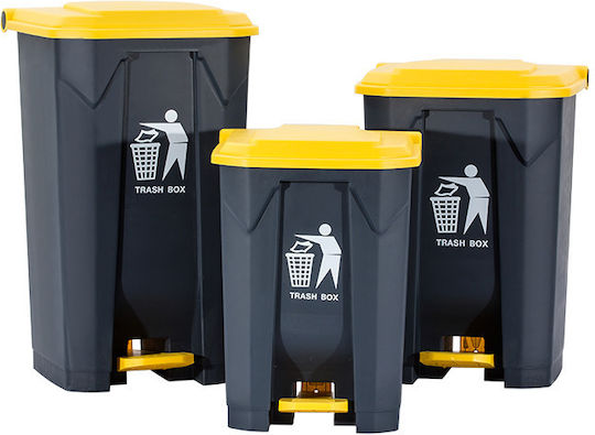 Sidirela Plastic Waste Bin with Pedal 50L Black E-3621