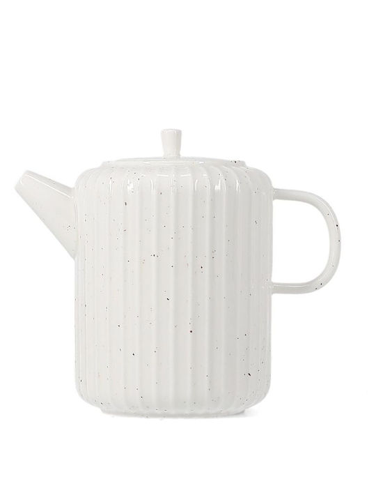 Salt & Pepper Porcelain White Teapot with Mug 540ml