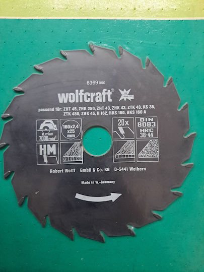 Wolfcraft Wood Cutting Disc With 20 Teeth 160mm
