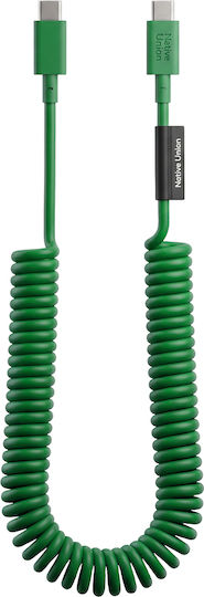 Native Union Usb-c To Usb-c Cable 60w Coiled 2.4m Pop Series Fast Charging Green