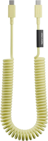 Native Union Usb-c To Usb-c Cable 60w Coiled 2.4m Pop Series Fast Charging Yellow