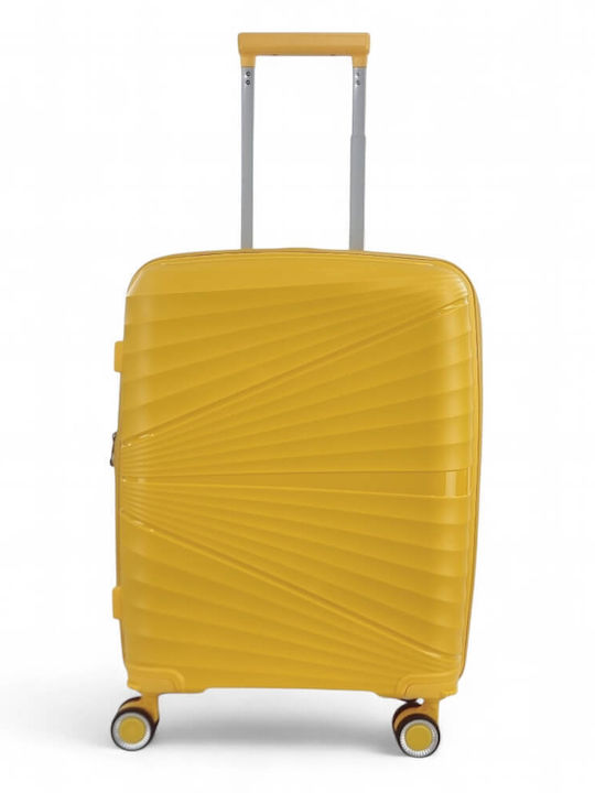 Playful Bags Cabin Travel Suitcase Hard Yellow with 4 Wheels Height 55cm
