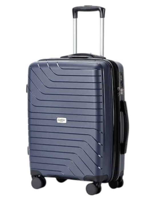 Lavor Cabin Hard Blue Travel Suitcase with 4 Wheels Height 55cm