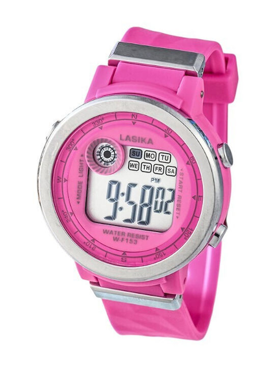 Digital Women's Watch 40mm Battery with Fuchsia Rubber Strap